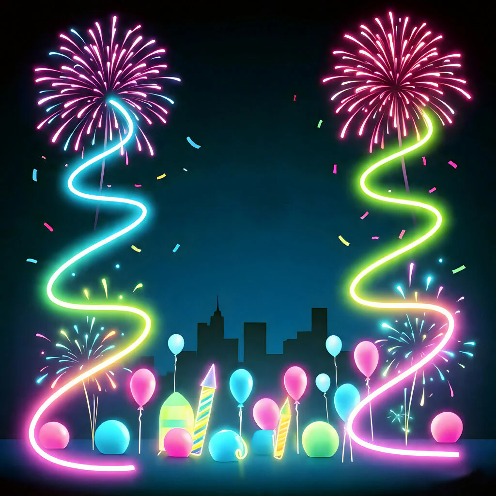 Neon Skyburst – Urban Celebration Pop Art