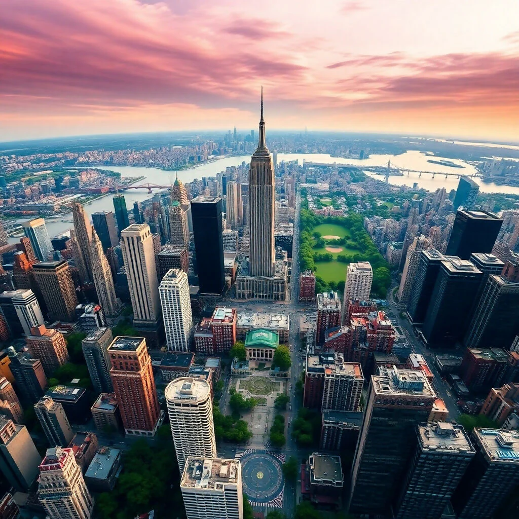 New York City Aerial View at Sunset