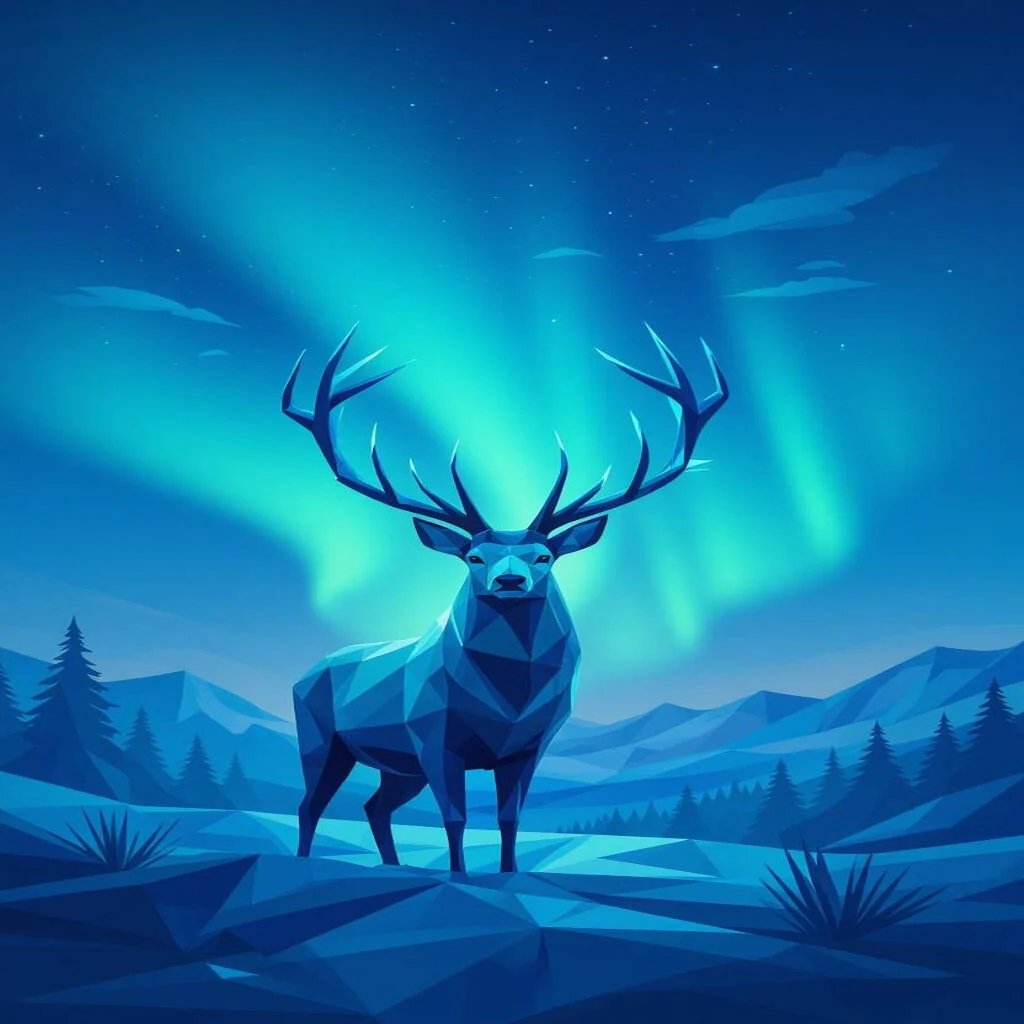 Northern Lights Stag – AI Artwork
