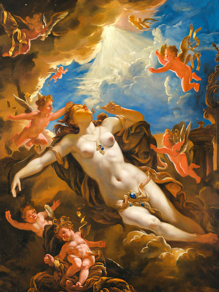 Nude Art Painting of Celestial Naked Woman with Cupids #3