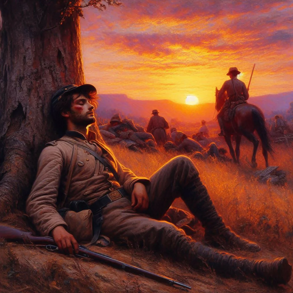 Oil Painting: Wounded Confederate Soldier, 1862 - Image 5