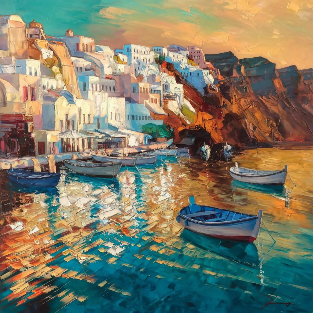 oil paintings of santorini