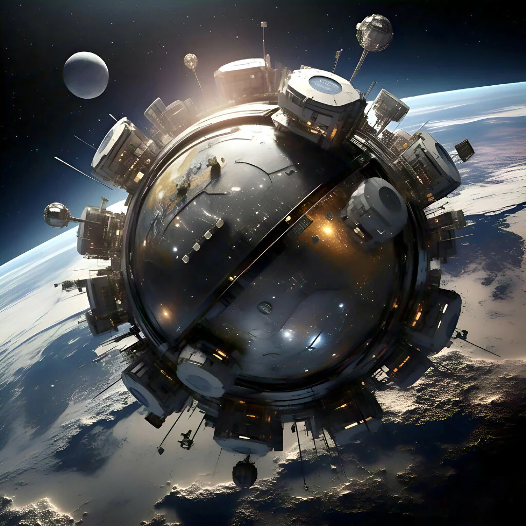 Orbital Eden: Surreal Space Station Art
