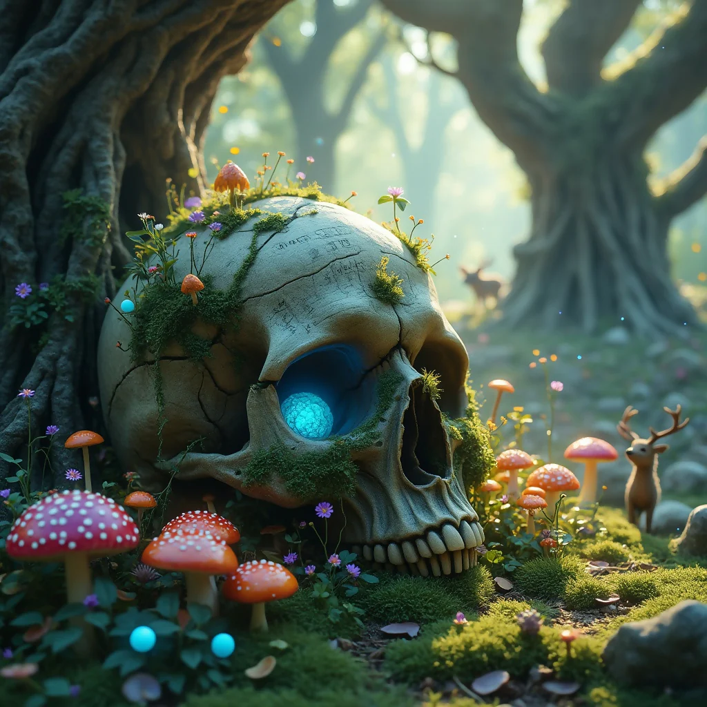 Overgrown Fantasy Skull