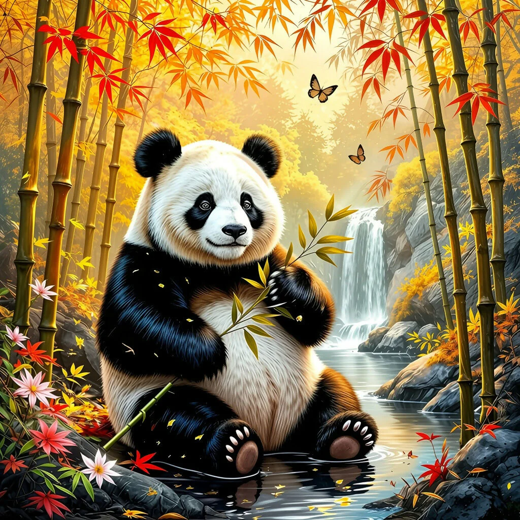 Panda's Autumn Snack