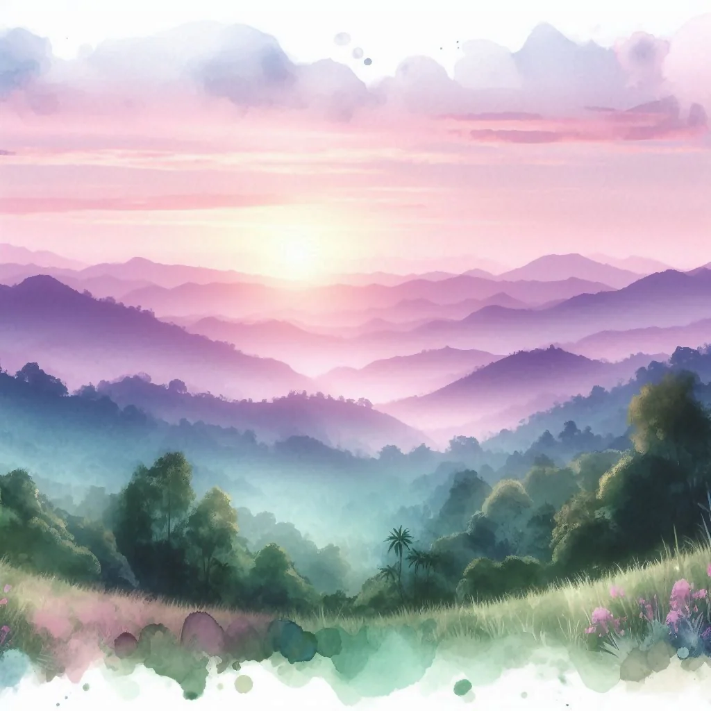 Pastel Dawn: A Dreamy Mountain Sunrise