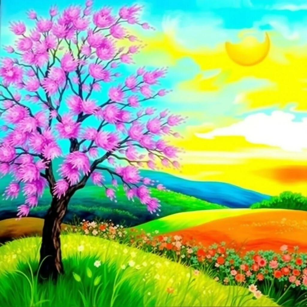Pastel Dreams: Impressionist Vibrant Landscape