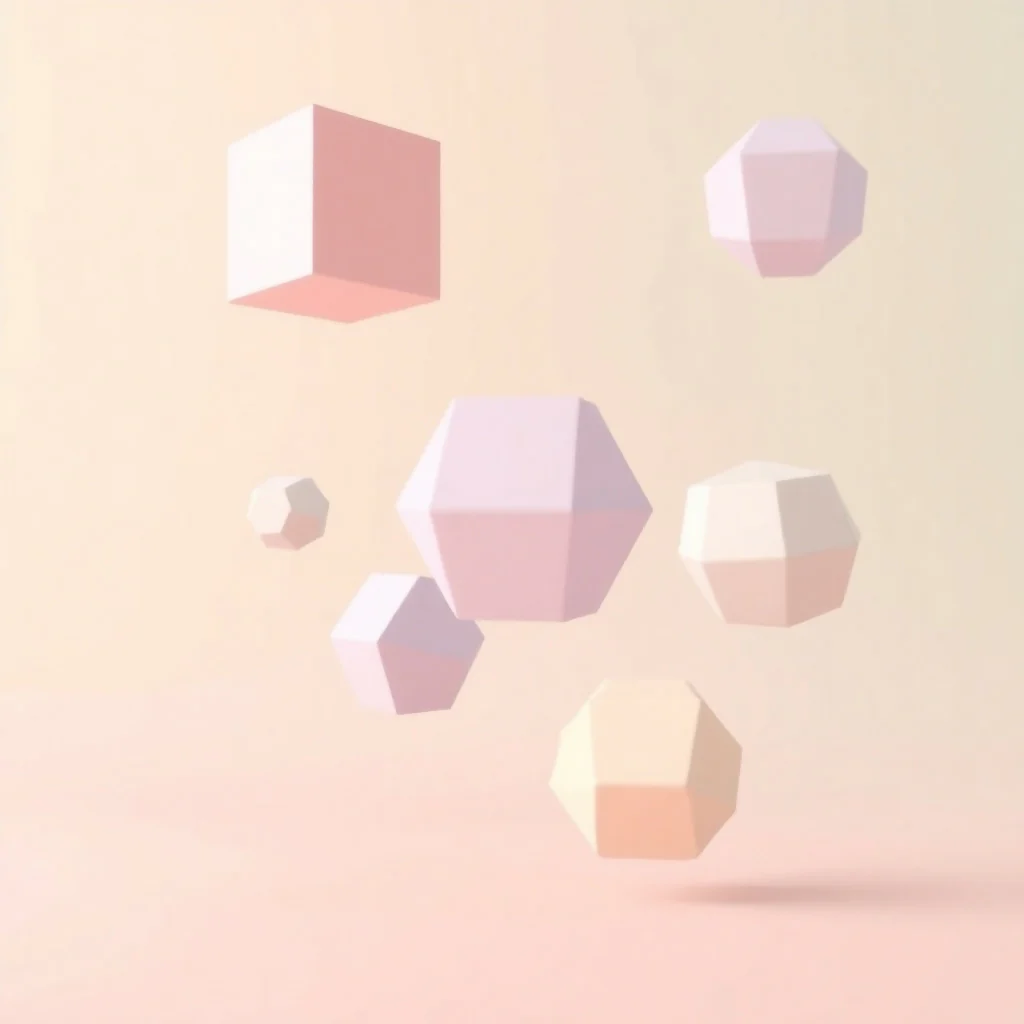 Pastel Pink Geometric Shapes Floating 3D Render Minimalist Design