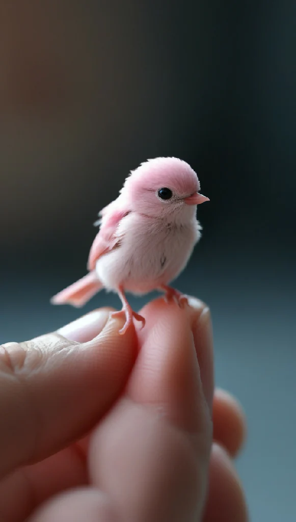 Photorealistic macro shot of a tiny miniature cute