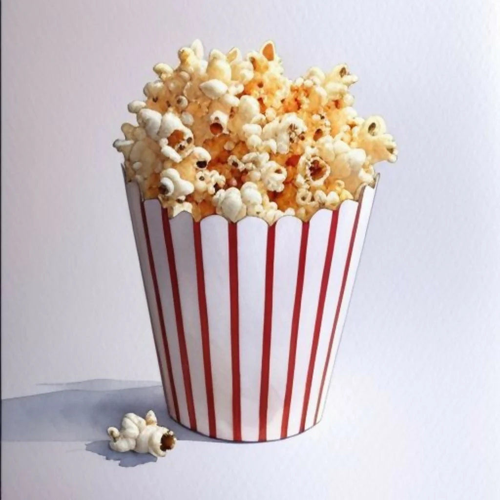 Popcorn in a Red and White Striped Tub