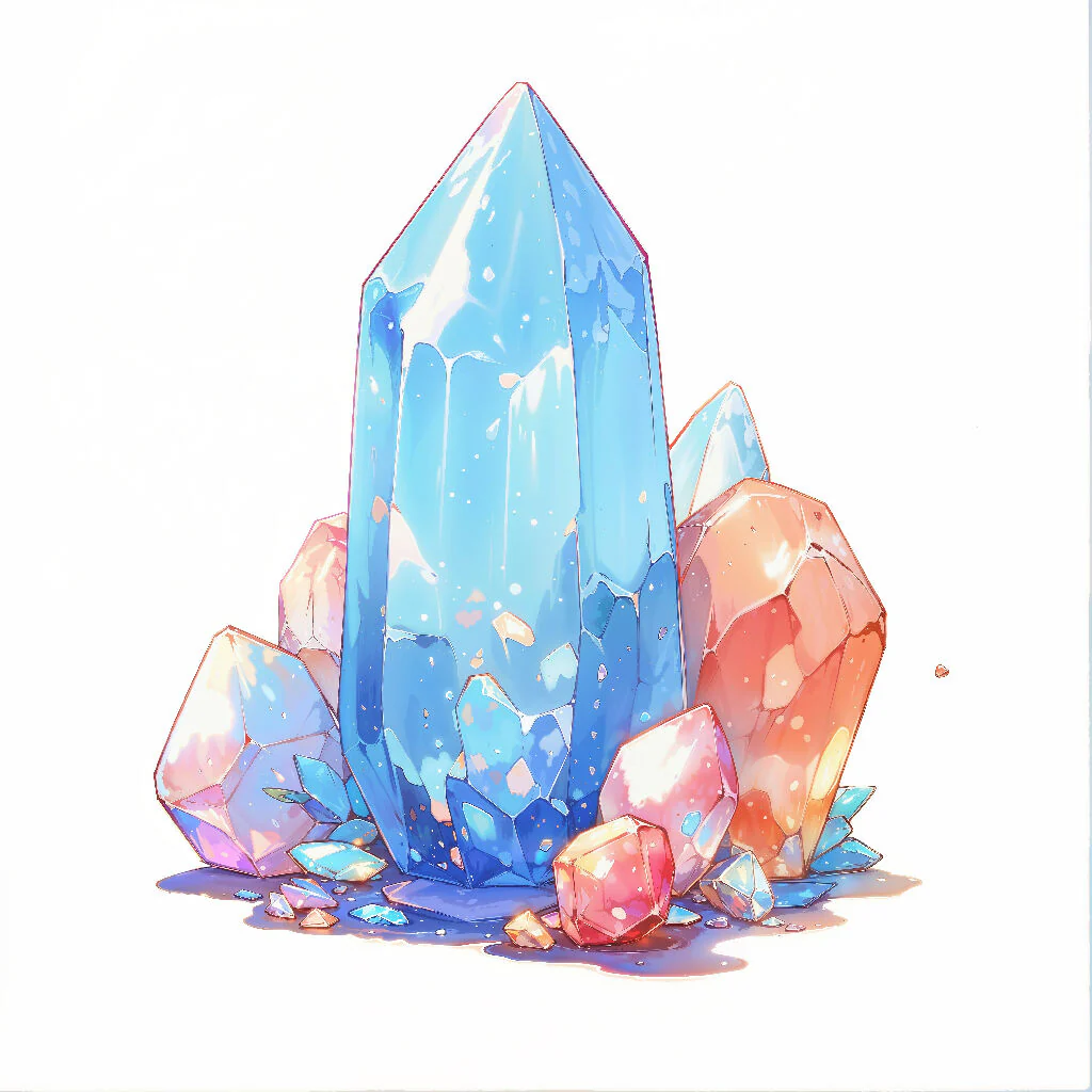 Printable Gems - Rainbow Aura Quartz Cluster 1