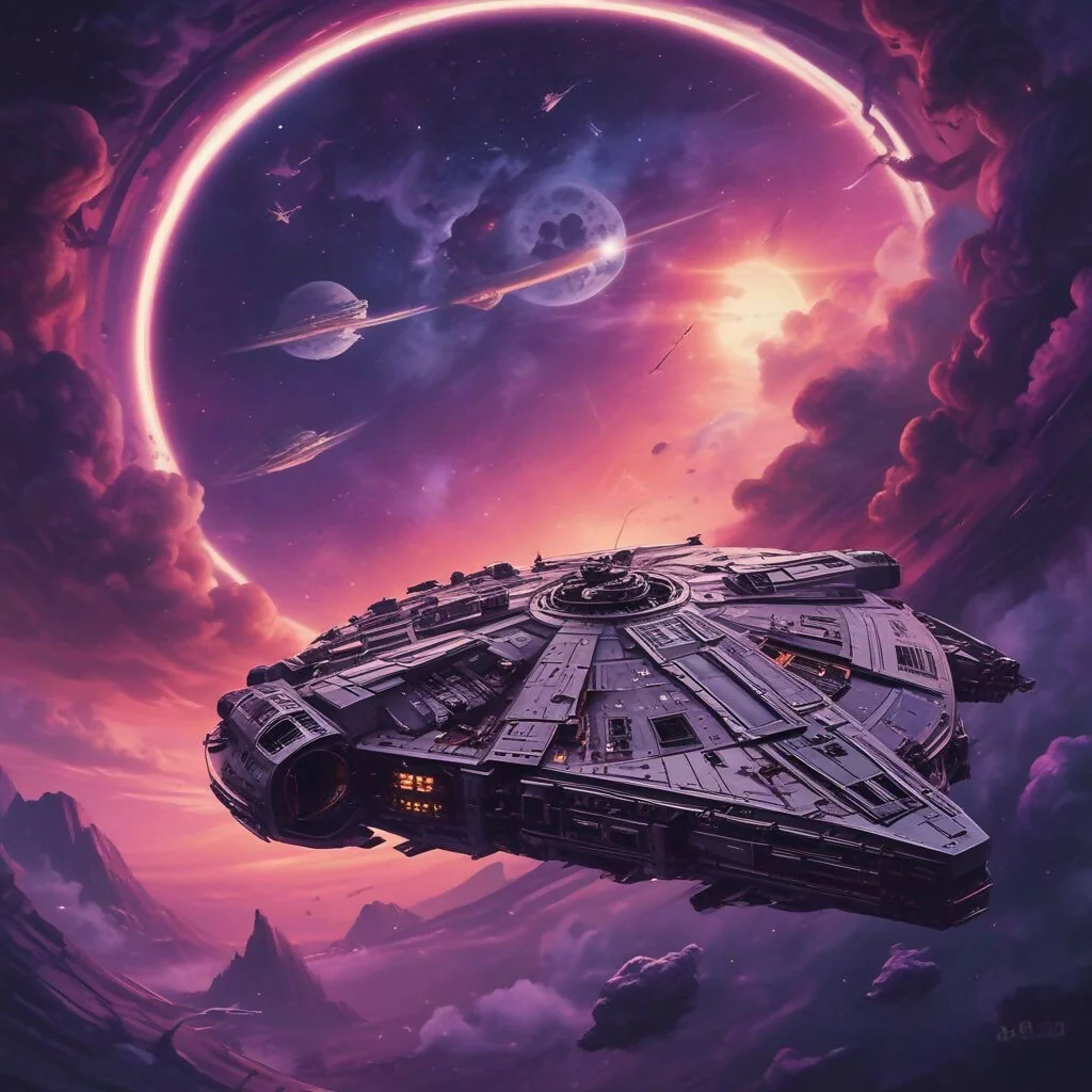 Purple themed Falcon ship star wars
