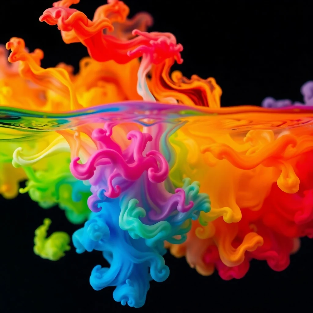 Rainbow Color Ink Diffusion in Water