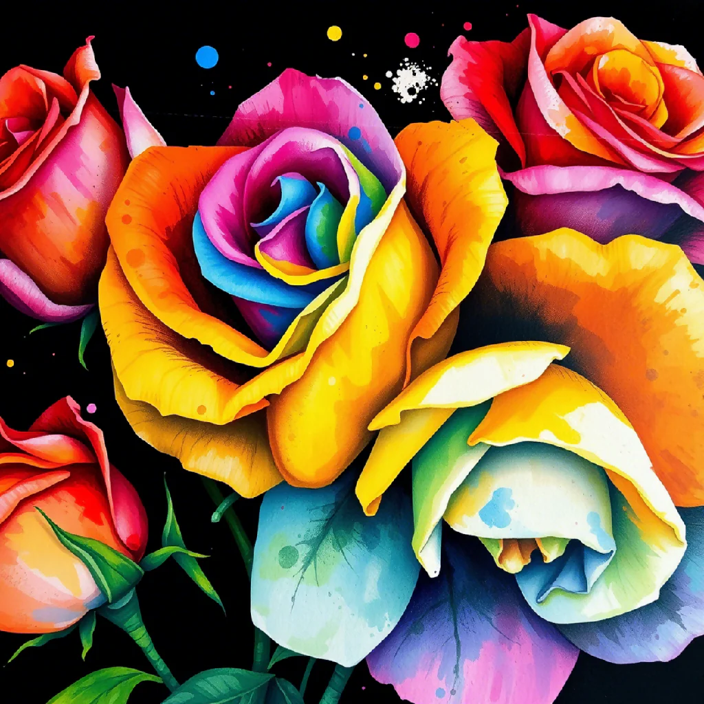 Rainbow Roses Art