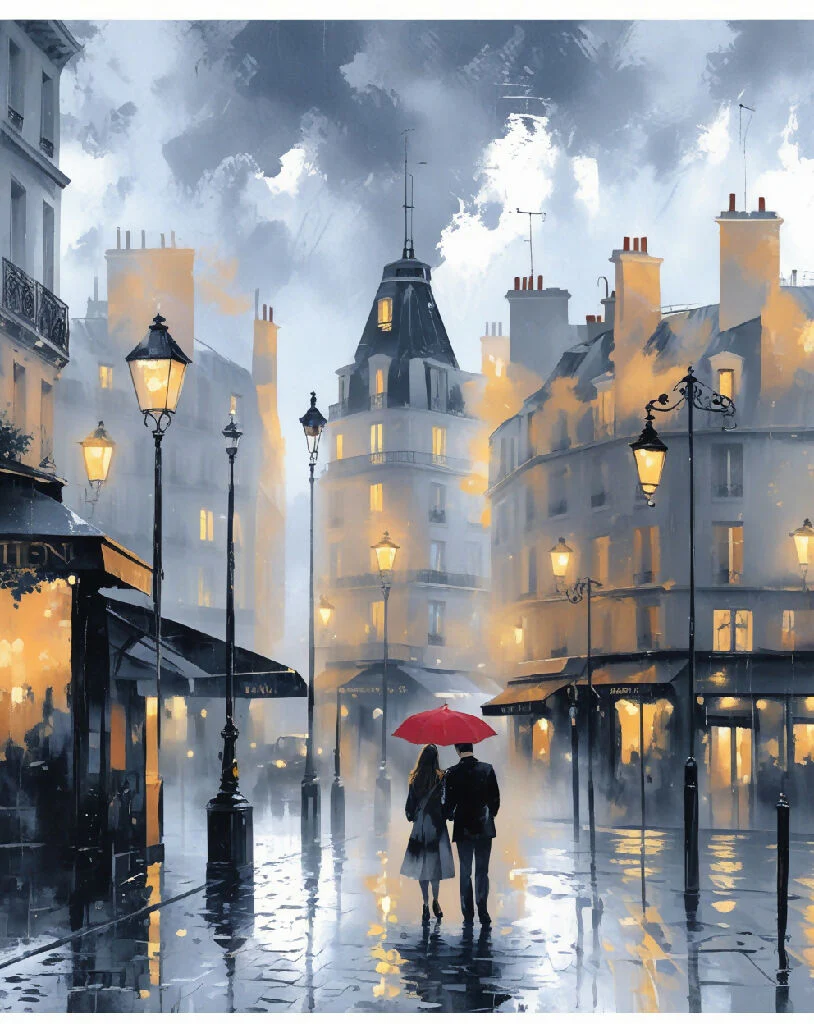 Rainy Reflections of a Parisian City