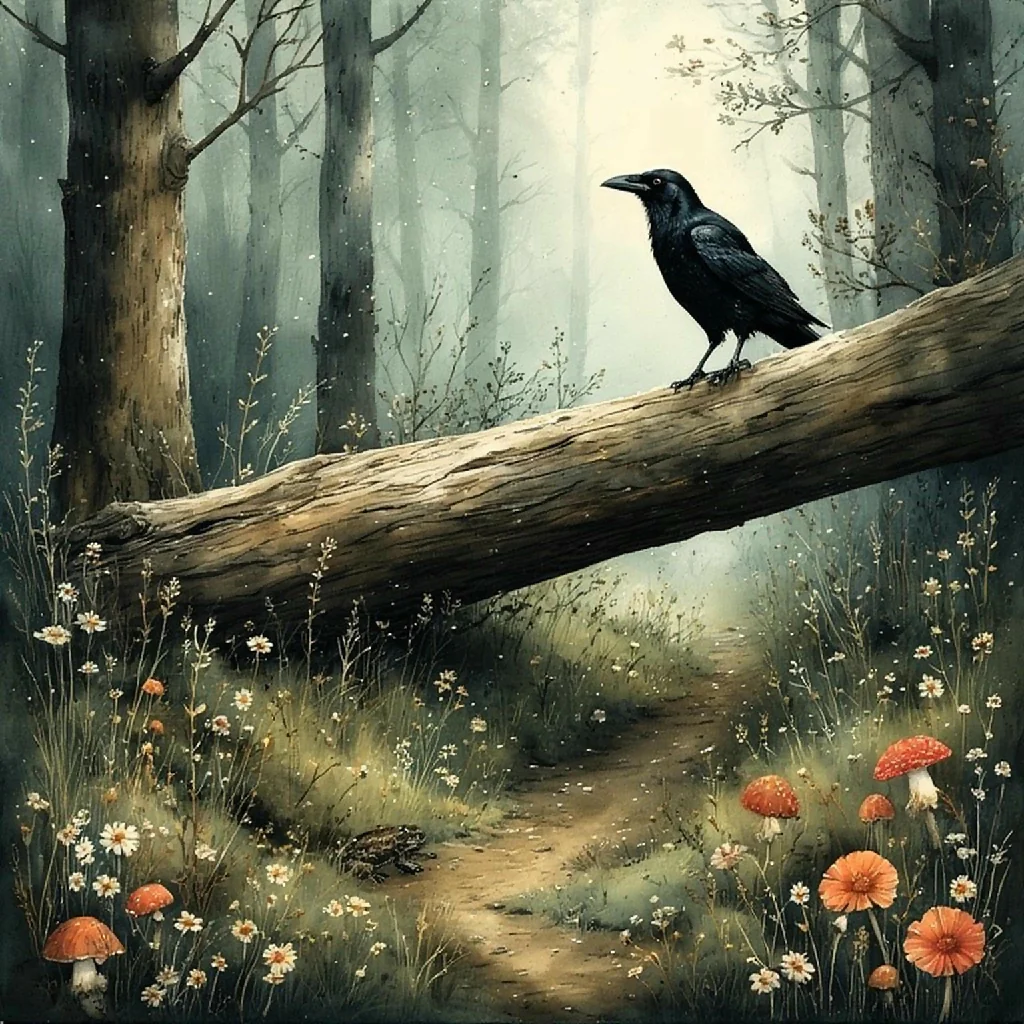 Raven in the forest