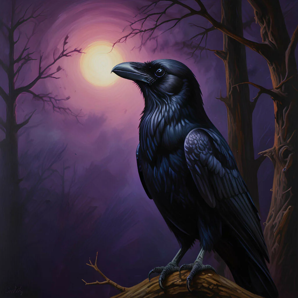 "Raven Under Purple Moonlight"