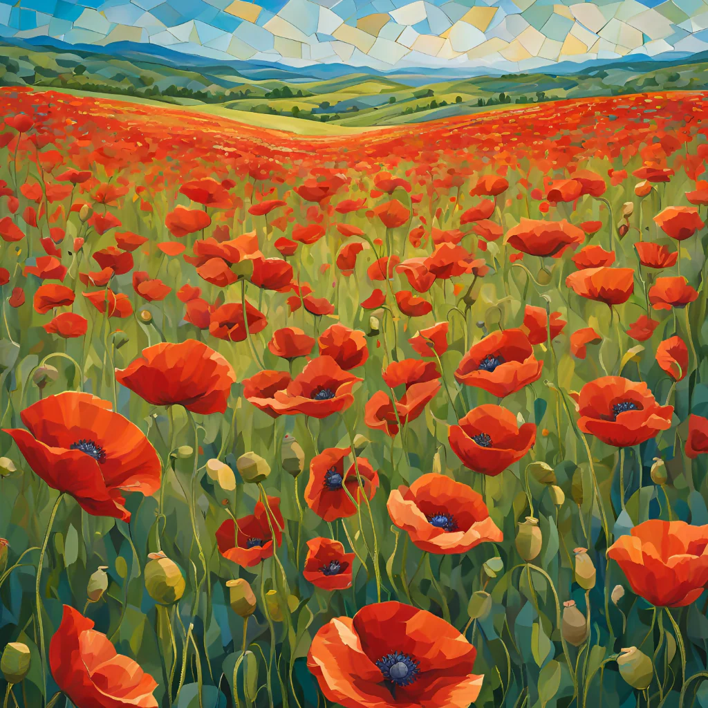 Red Poppy Field Landscape