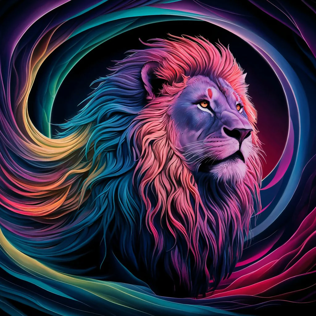 Regal Lion with a Multicolored 002 - Image 3