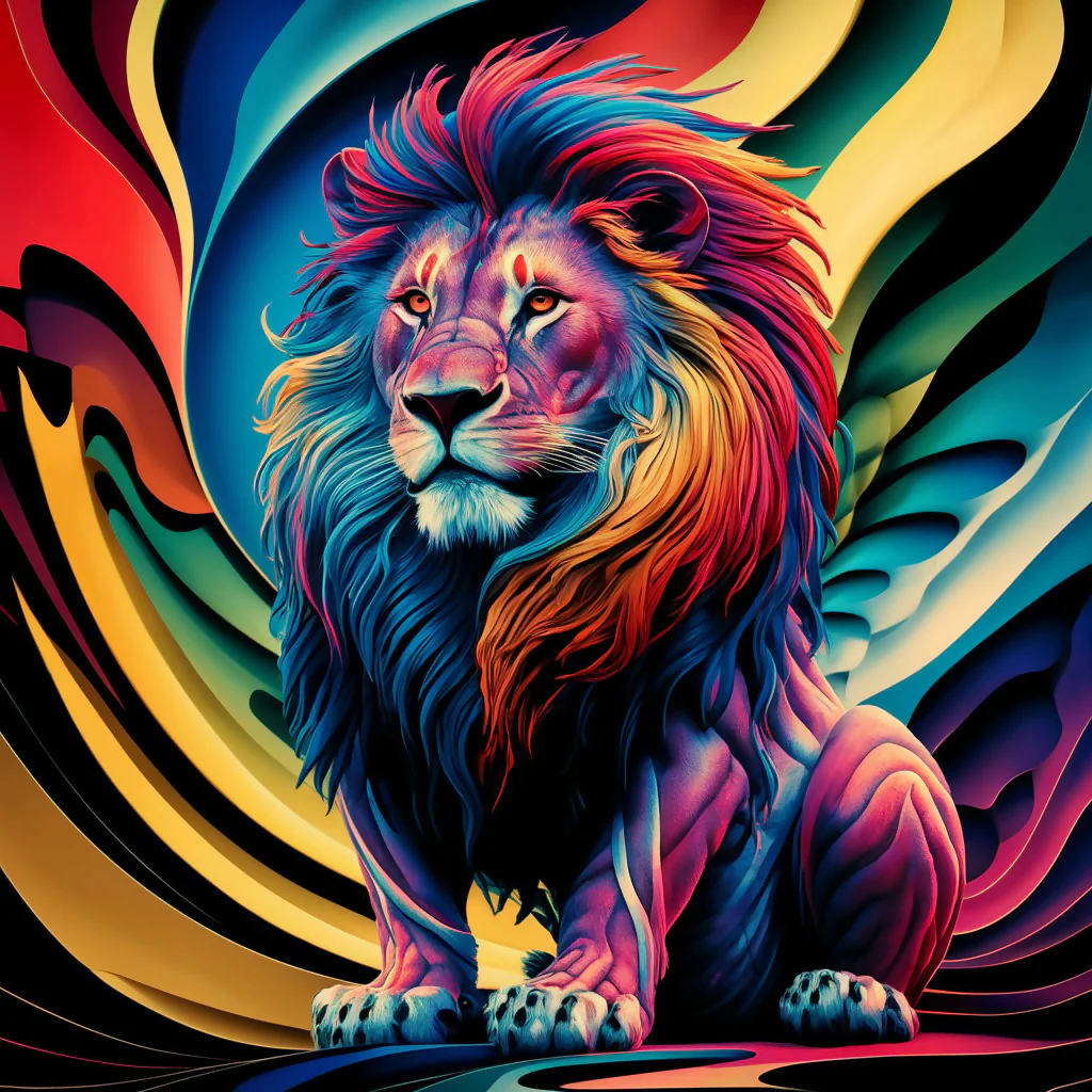 Regal Lion with a Multicolored 002 - Image 4
