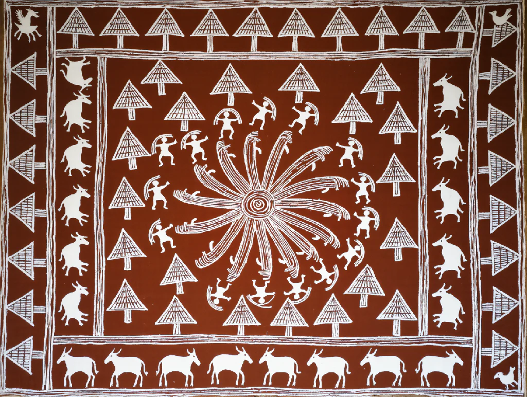 "Rhythms of the Village – Warli Art Textile"