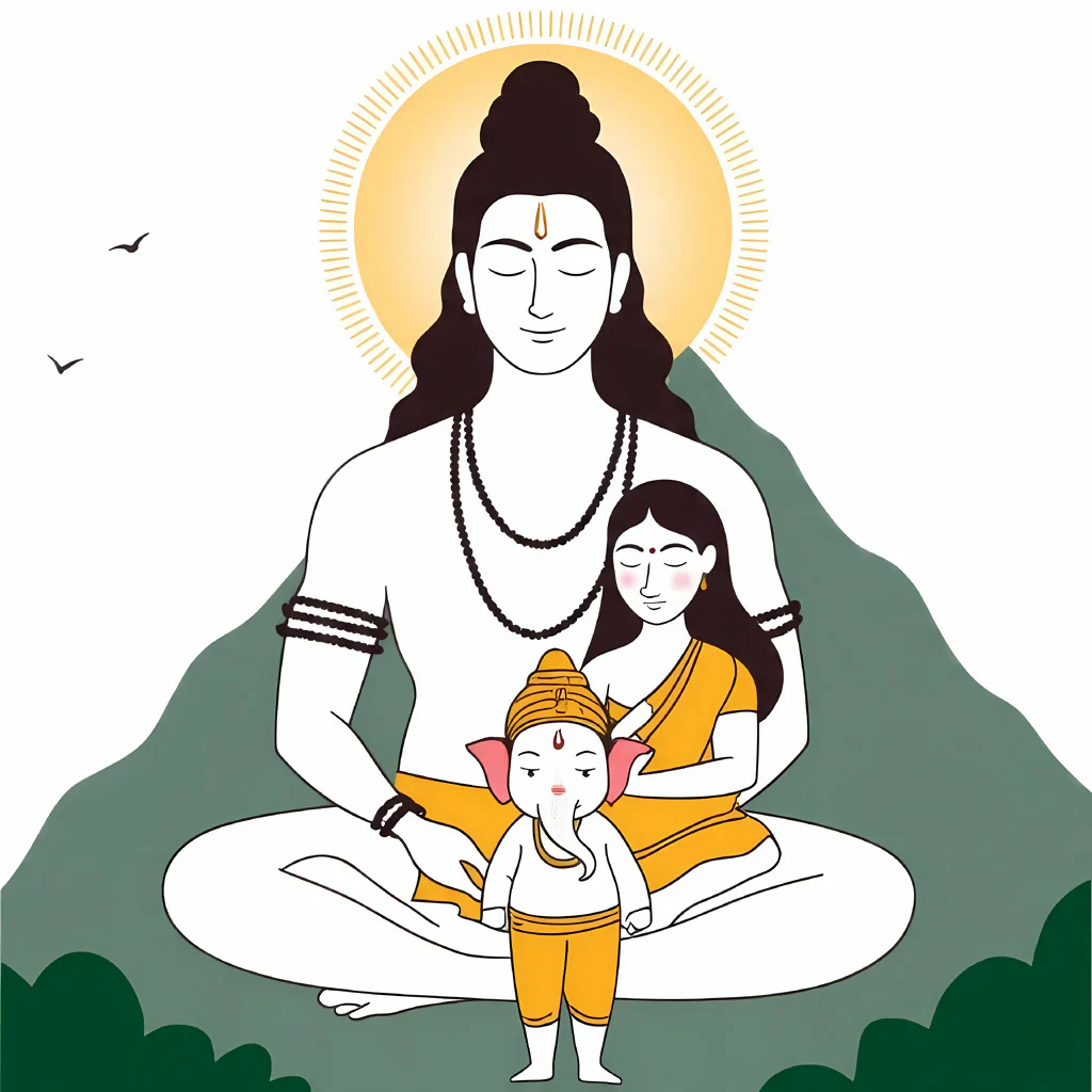 Sacred Family of Shiva Parvati Ganesha