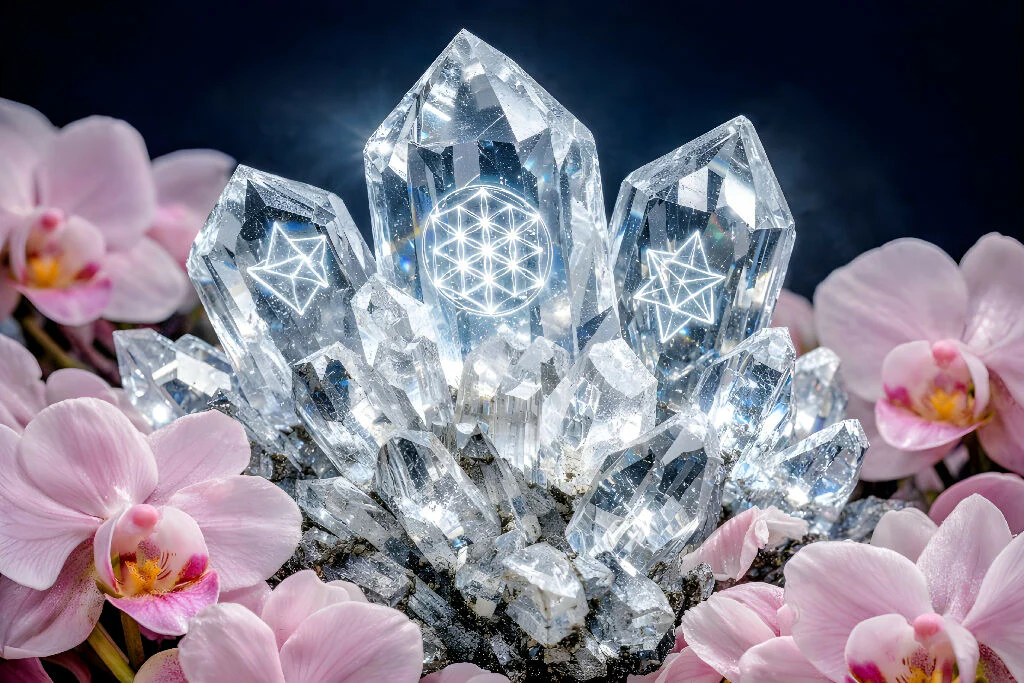 Sacred Geometry Crystals in Pink Orchid Bloom