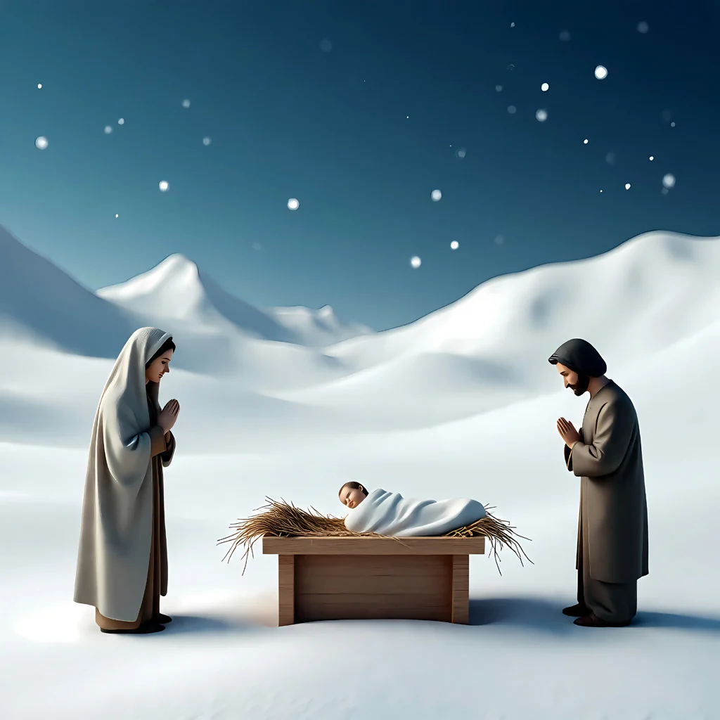 Sacred Winter Nativity Abstract Art