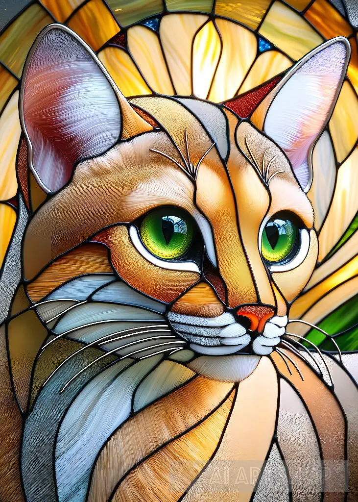 Sandcat in stained glass