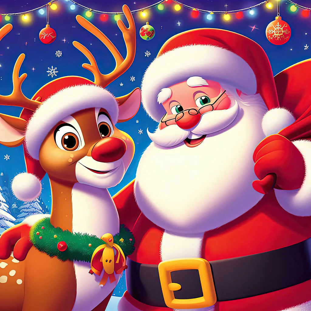 Santa Claus and a reindeer illustration