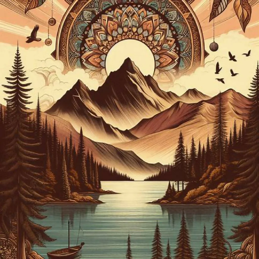 Scene of a tranquil mountain lake during sunset - Image 9
