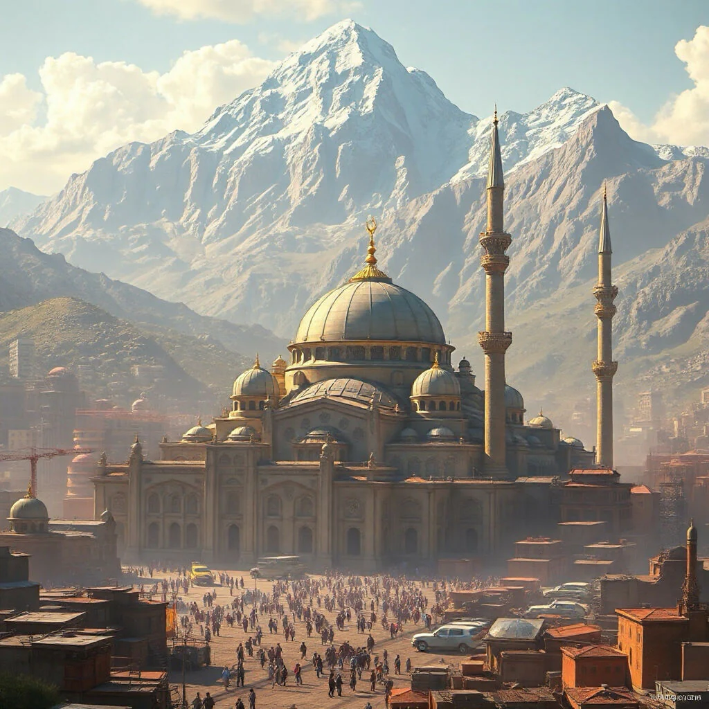 Sci fi landscape mosque