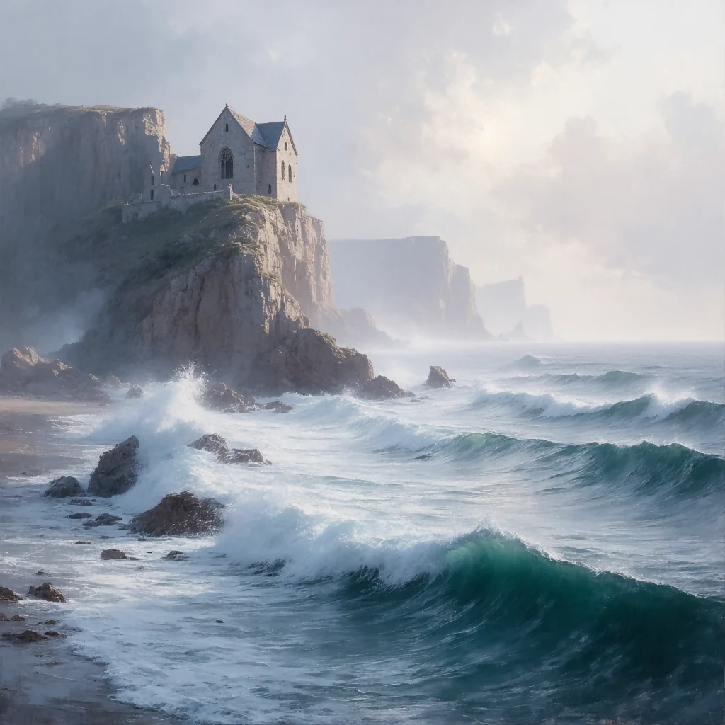 Seascape with building.
