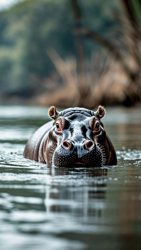 Serene Giant: Hippo in the Pond