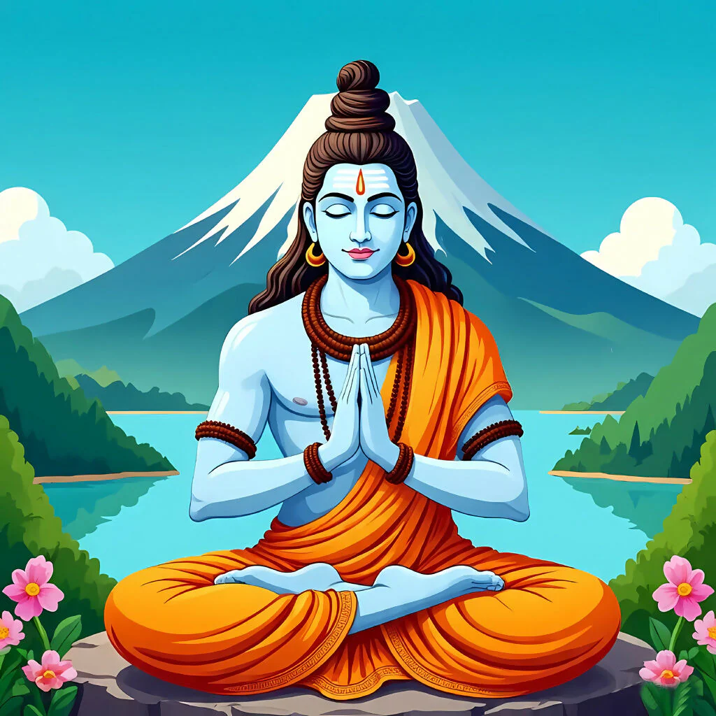 Shiva Meditation by Sacred Lake