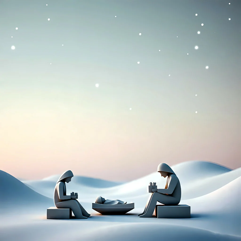 Silent Snow Nativity Abstract Art