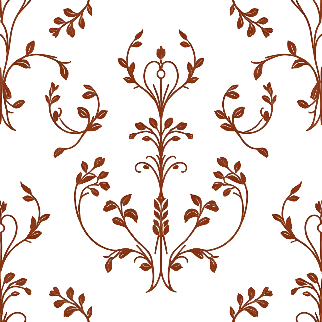 Six Elegant Victorian Swirl Damask seamless pattern — Transparent Background