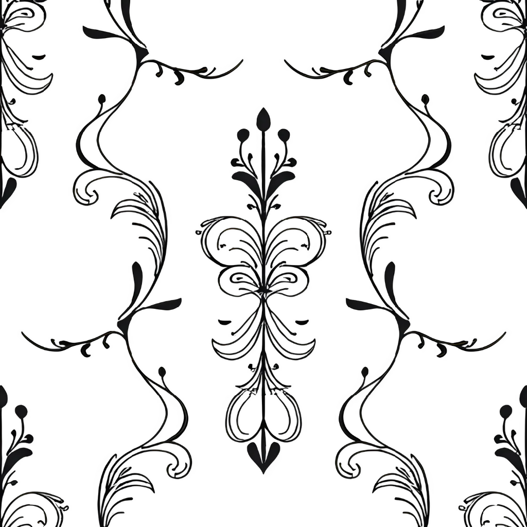 Six Elegant Victorian Swirl Damask seamless pattern — Transparent Background - Image 4