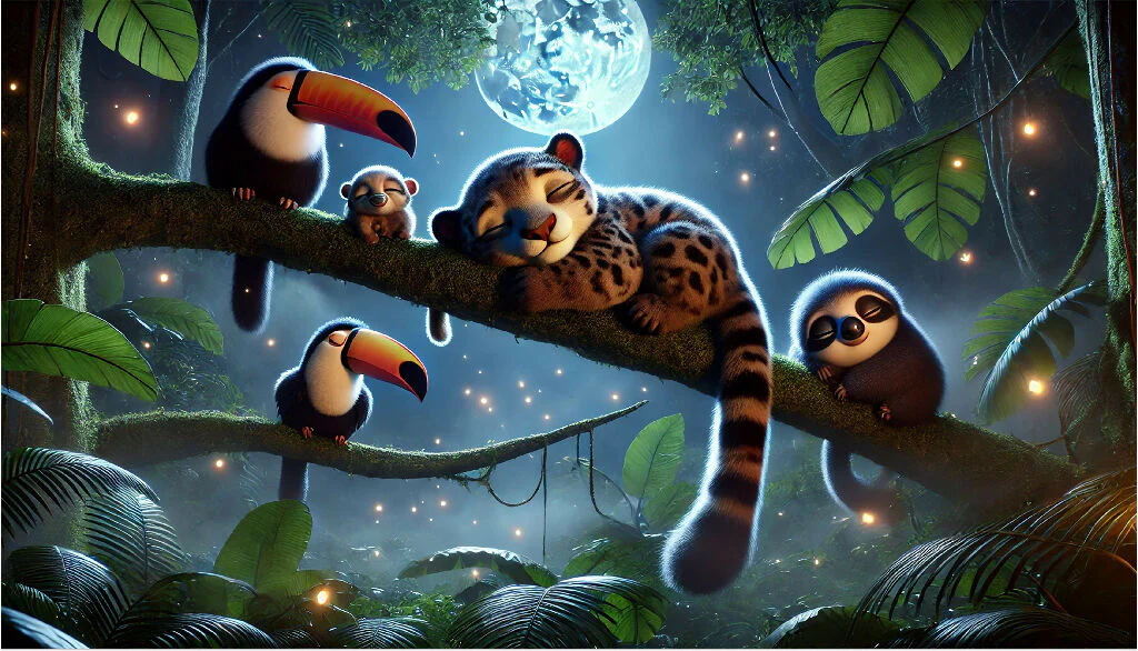 sleepy animals in the jungle