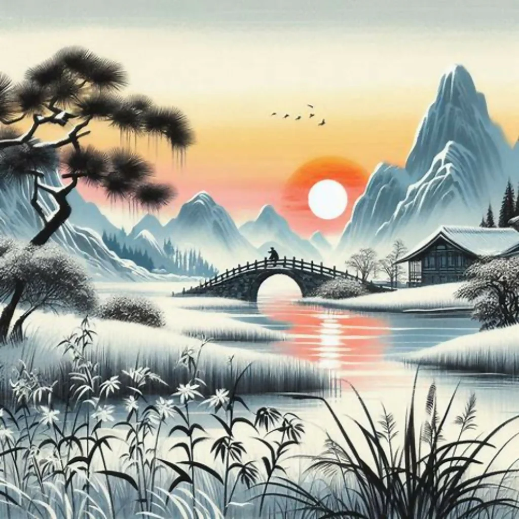 Snowy mountains at sunset - Image 10