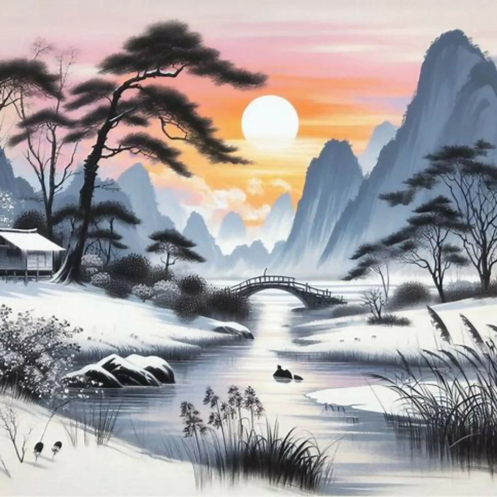 Snowy mountains at sunset - Image 2