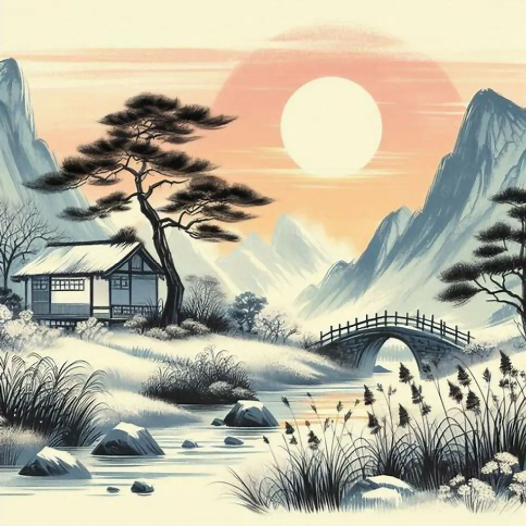 Snowy mountains at sunset - Image 3