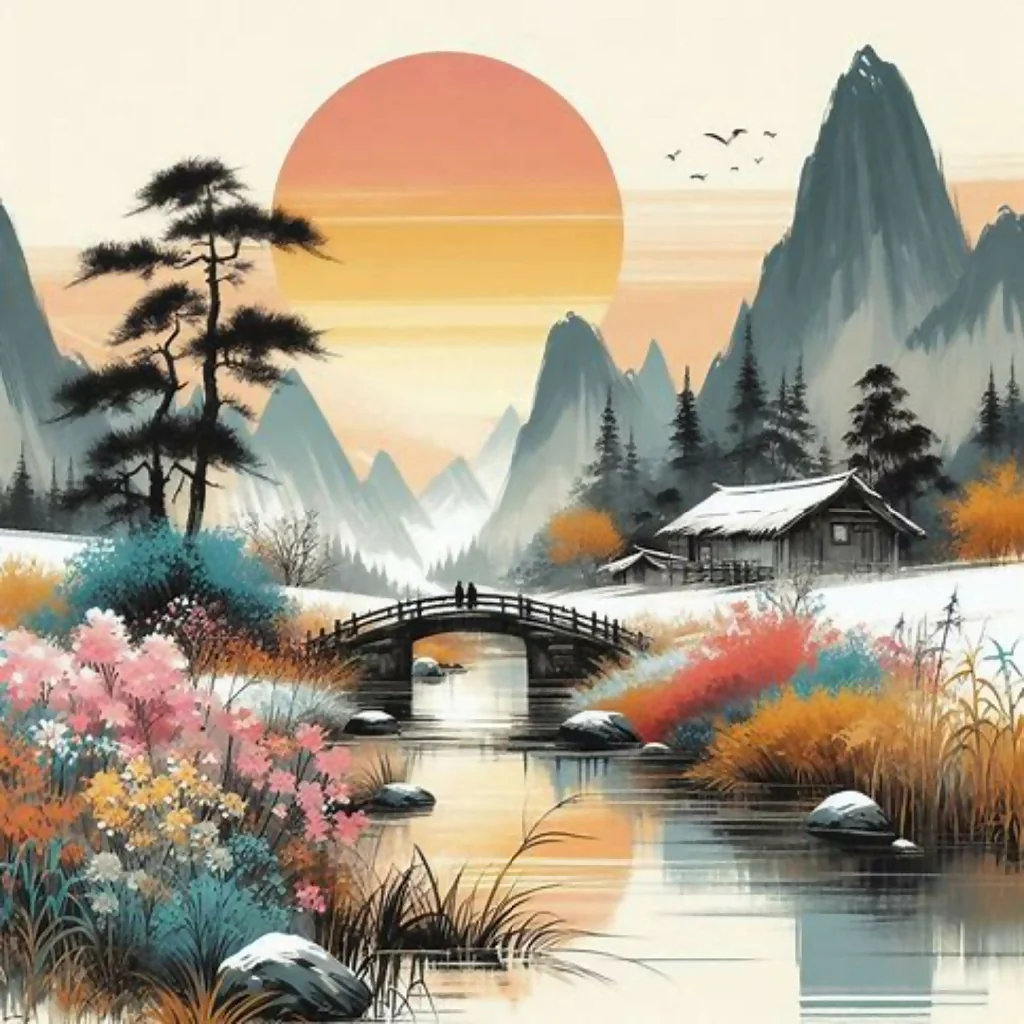 Snowy mountains at sunset - Image 6