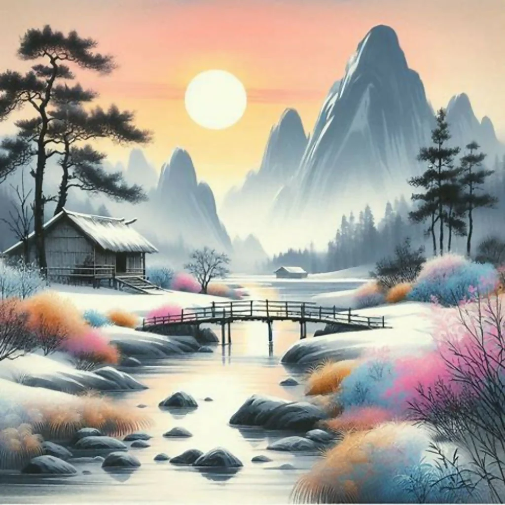 Snowy mountains at sunset - Image 7