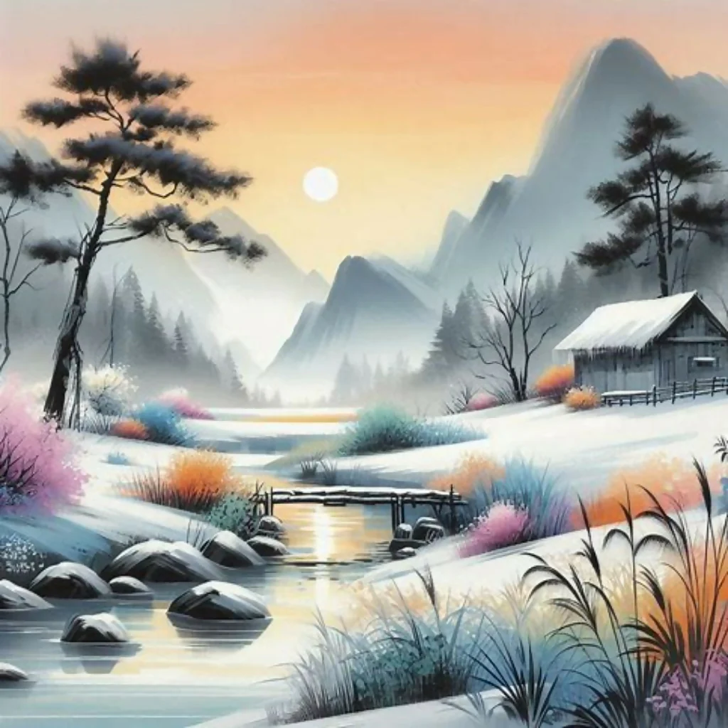 Snowy mountains at sunset - Image 8
