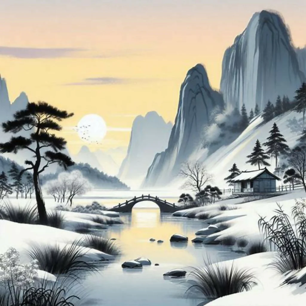 Snowy mountains at sunset - Image 9