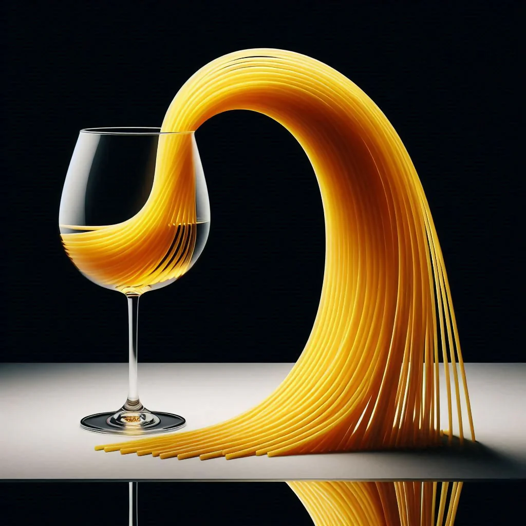Spaghetti im Weinglas