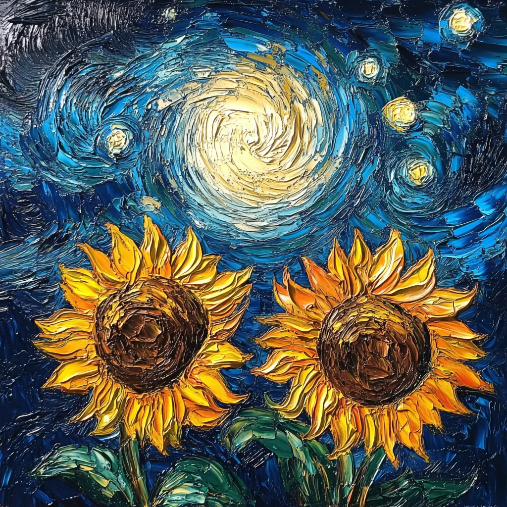 Starry night and sunflowers