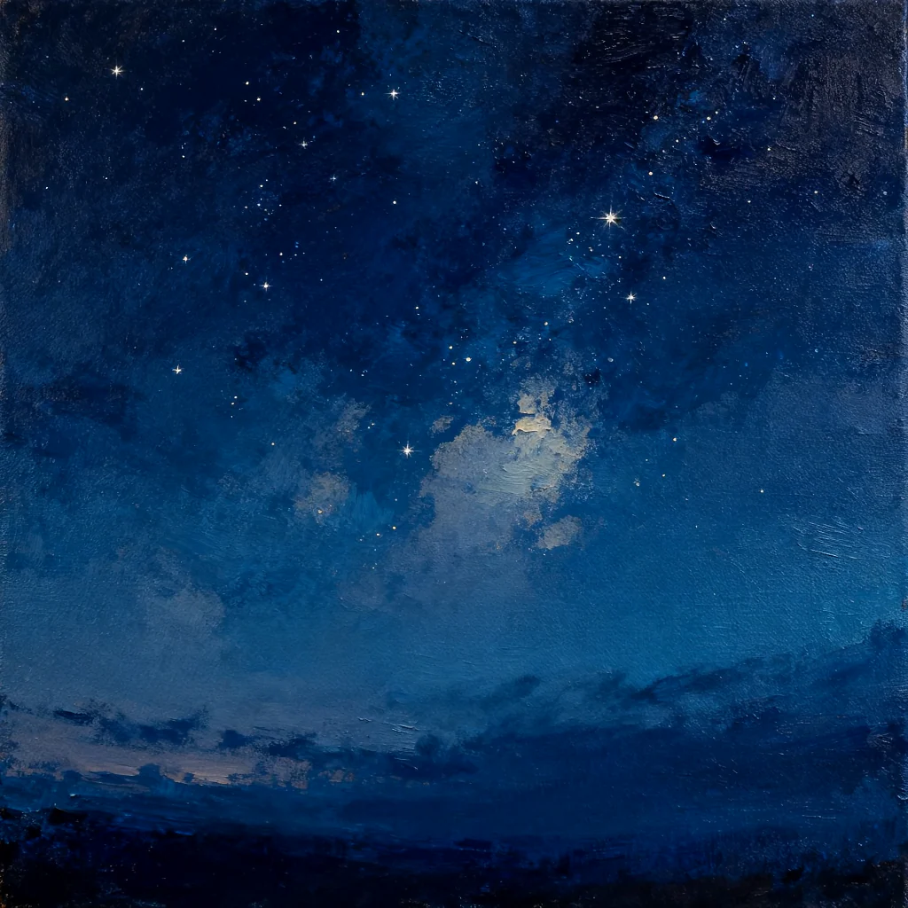 Starry Night Sky Wall Art – Deep Indigo Celestial Printable Painting