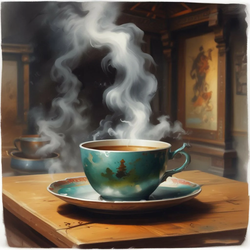 Steaming Chinese coffee mugs